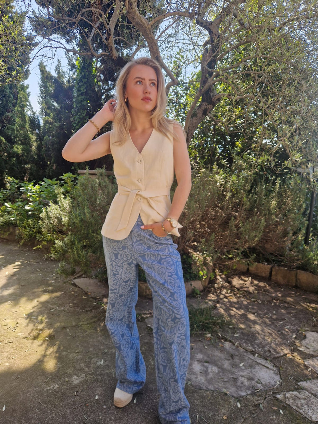 Flower Broek lichtblauw