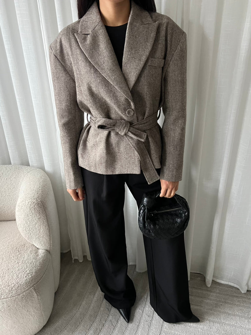 Amber blazer visgraat bruin