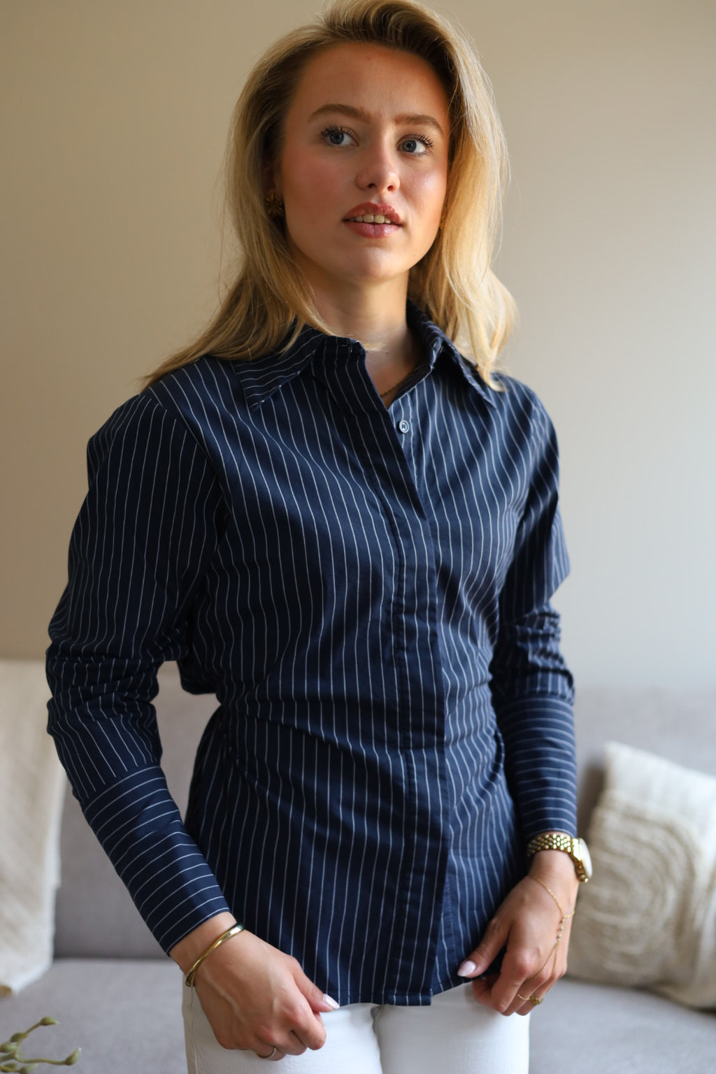 Mila blouse streep navy