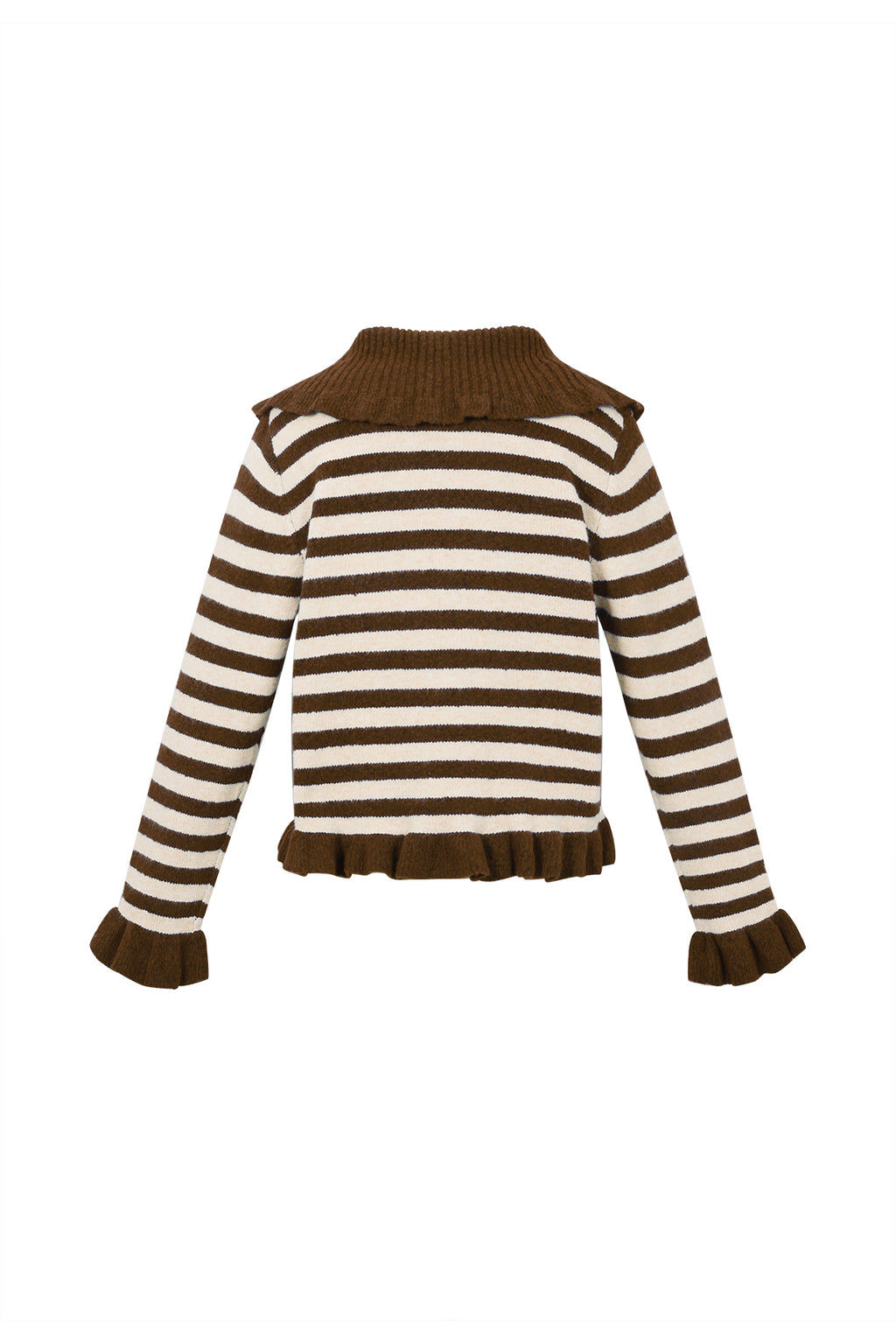 Gestreept Vest met Oversized Kraag en Ruches