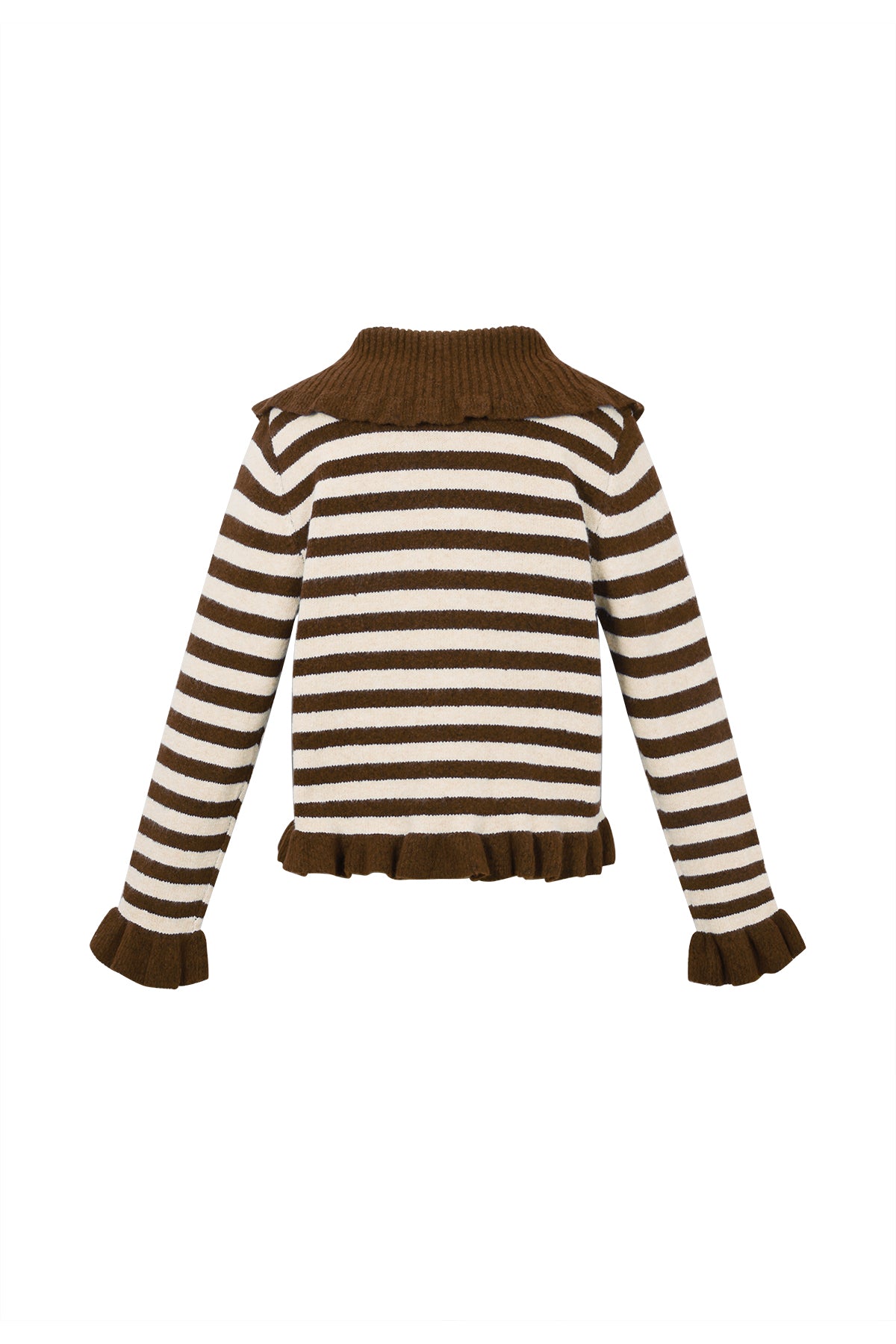 Gestreept Vest met Oversized Kraag en Ruches