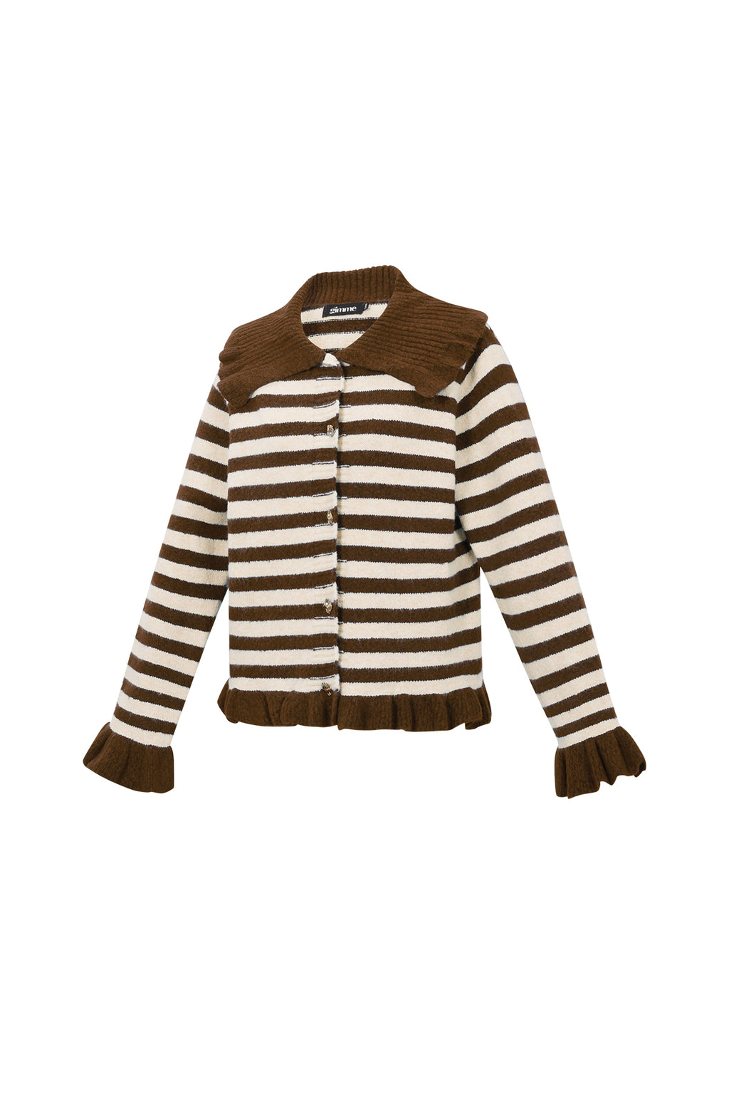 Gestreept Vest met Oversized Kraag en Ruches